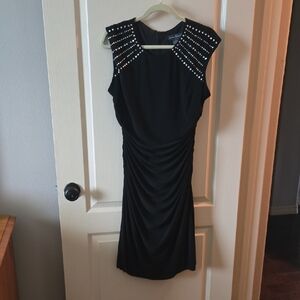 Jessica Howard Black Dress with Studded Shoulders